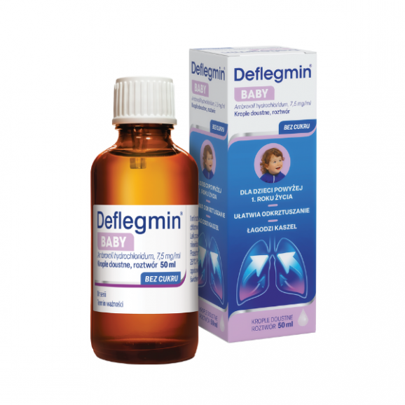 Deflegmin Baby 7,5 mg/ ml, krople doustne, 50 ml Deflegmin Baby 7,5 mg/ ml, krople doustne, 50 ml - zdjęcie produktu