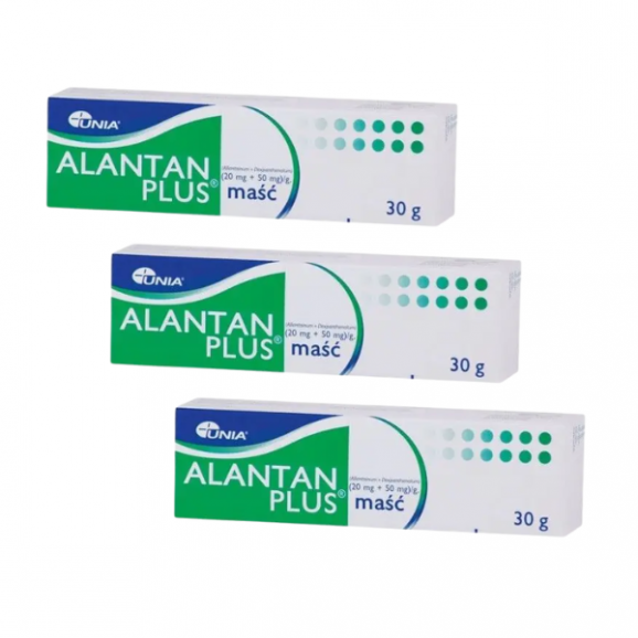 Alantan Plus, (20 mg + 50 mg)/g, maść, 3 x 30 g Alantan Plus, (20 mg + 50 mg)/g, maść, 3 x 30 g - zdjęcie produktu
