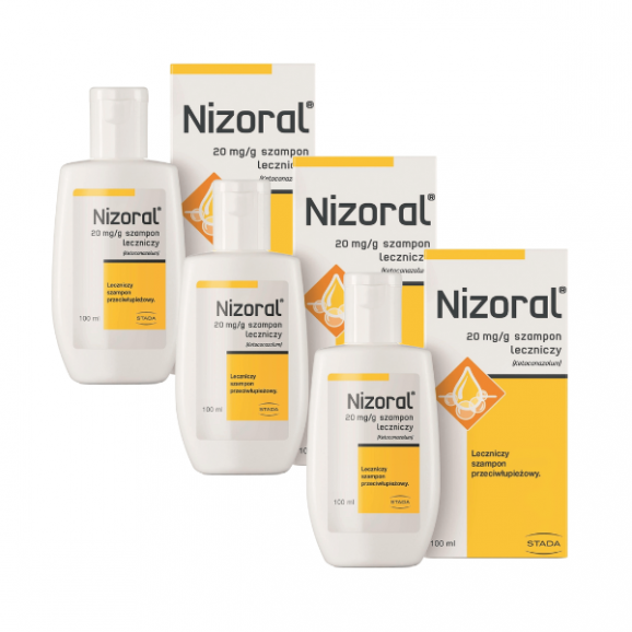 Nizoral, 20 mg-g, szampon leczniczy, 3 x 100 ml Nizoral, 20 mg-g, szampon leczniczy, 3 x 100 ml - zdjęcie produktu