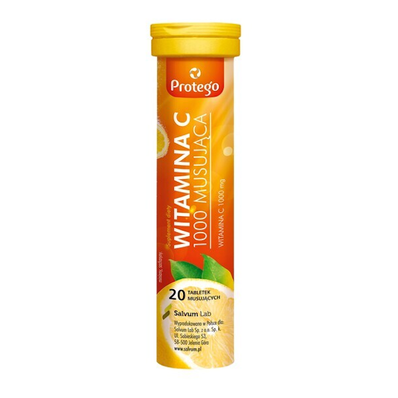 Protego Witamina C 1000 Musująca, tabletki musujące, 20 szt., KRÓTKA DATA - [21.08.2025] - zdjęcie produktu
