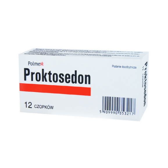 Proktosedon, czopki doodbytnicze, 12 szt. Proktosedon, czopki doodbytnicze, 12 szt. - zdjęcie produktu