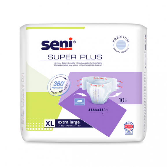 Seni Super Plus, pieluchomajtki dla dorosłych, rozmiar XL, 10 szt. - zdjęcie produktu