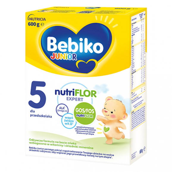 Bebiko Junior 5, odżywcza formuła na bazie mleka dla dzieci powyżej 3. roku życia, 600 g Bebiko Junior 5, odżywcza formuła na bazie mleka dla dzieci powyżej 3. roku życia, 600 g - zdjęcie produktu