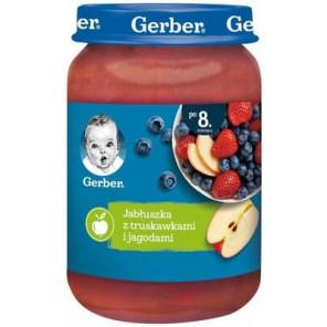 Gerber, deser, jabłuszka z truskawkami i jagodami, po 8 miesiącu, słoiczek, 190 g, KRÓTKA DATA - [30.06.2025] - zdjęcie produktu
