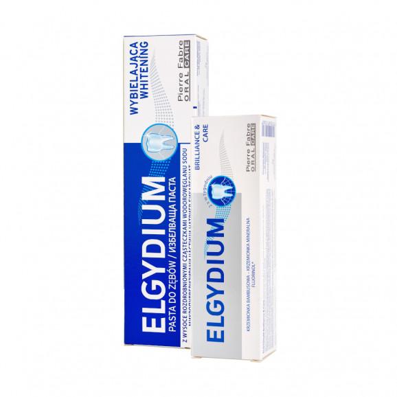 Zestaw pasta do zębów Elgydium Wybielająca, 75 ml + Elgydium Brilliance&Care przeciw przebarwieniom, 30 ml - zdjęcie produktu