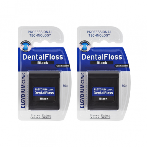 Elgydium Clinic DentalFloss Black, nić dentystyczna z chlorheksydyną 50 m, 2 x 1 szt. - zdjęcie produktu