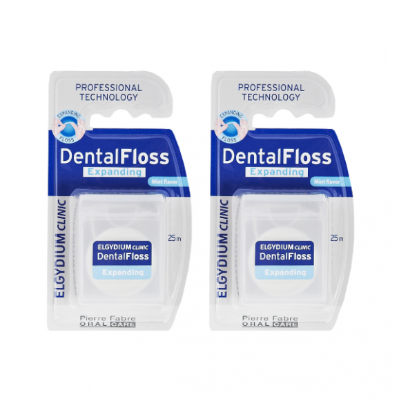 Elgydium Clinic DentalFloss Expanding, nić dentystyczna 25 m, Mint, 2 x 1 szt. - zdjęcie produktu
