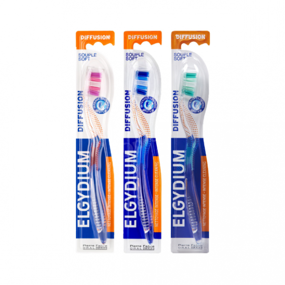 Elgydium Diffusion, szczoteczka do zębów, Souple Soft, 3 x 1 szt. - zdjęcie produktu