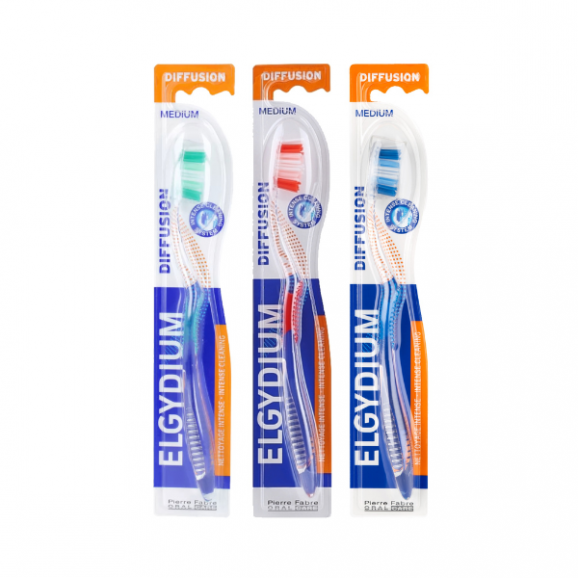 Elgydium Diffusion, szczoteczka do zębów, Medium, 3 x 1 szt. - zdjęcie produktu