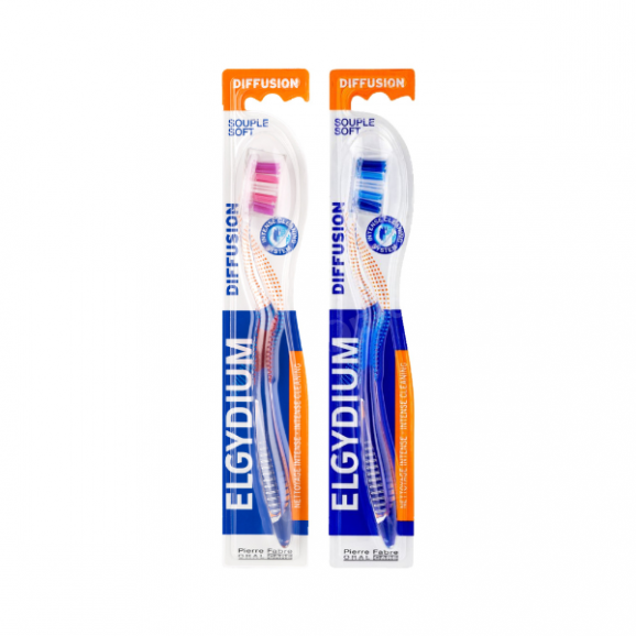 Elgydium Diffusion, szczoteczka do zębów, Souple Soft, 2 x 1 szt. - zdjęcie produktu