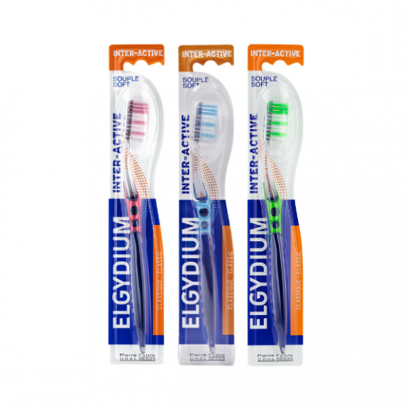 Elgydium Inter-Active, szczoteczka do zębów, Souple Soft, 3 x 1 szt. - zdjęcie produktu