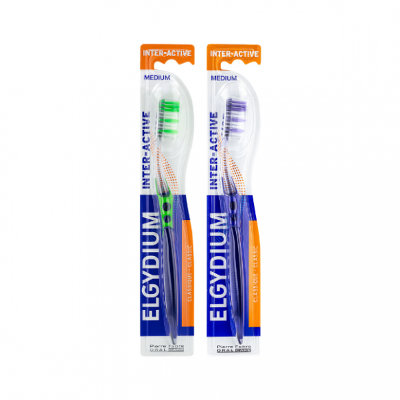 Elgydium Inter-Active, szczoteczka do zębów, Medium, 2 x 1 szt. - zdjęcie produktu