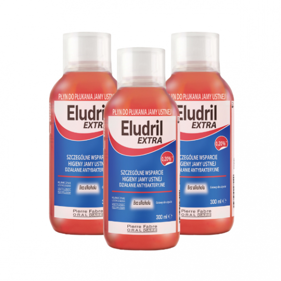 Eludril Extra, płyn do płukania jamy ustnej, 3 x 300 ml - zdjęcie produktu