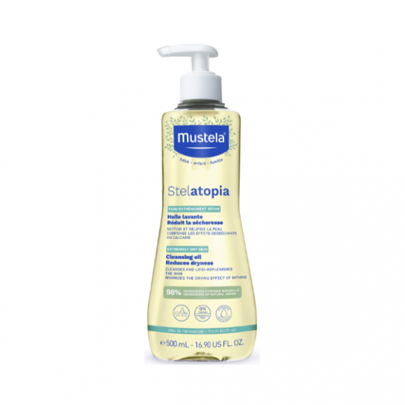 Mustela Stelatopia, olejek myjący dla dzieci, skóra atopowa, 500 ml - zdjęcie produktu