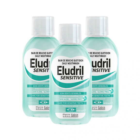 Eludril Sensitive, płyn do płukania jamy ustnej, 3 x 500 ml - zdjęcie produktu