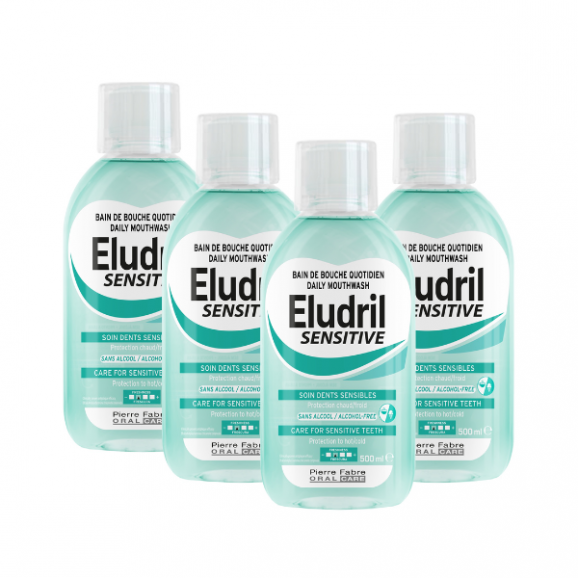 Eludril Sensitive, płyn do płukania jamy ustnej, 4 x 500 ml Eludril Sensitive, płyn do płukania jamy ustnej, 4 x 500 ml - zdjęcie produktu