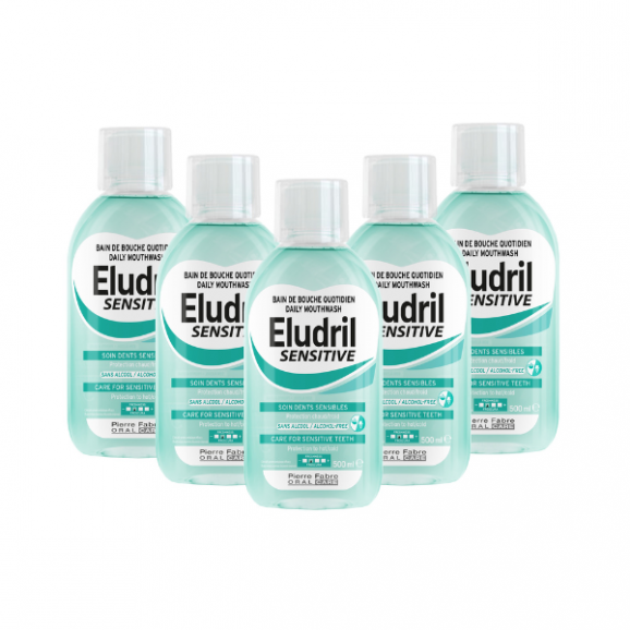 Eludril Sensitive, płyn do płukania jamy ustnej, 5 x 500 ml - zdjęcie produktu