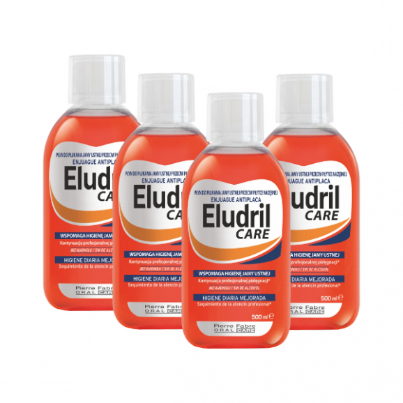 Eludril Care, płyn do płukania jamy ustnej, 4 x 500 ml Eludril Care, płyn do płukania jamy ustnej, 4 x 500 ml - zdjęcie produktu