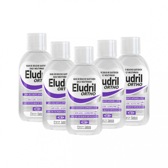 Eludril Ortho, płyn do płukania jamy ustnej, 5 x 500 ml Eludril Ortho, płyn do płukania jamy ustnej, 5 x 500 ml - zdjęcie produktu