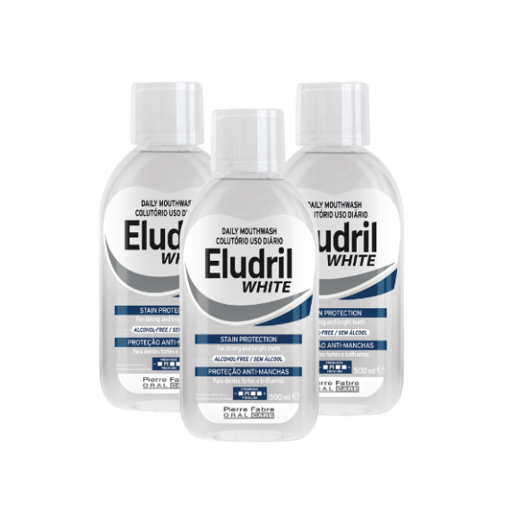 Eludril White, płyn do płukania jamy ustnej, 3 x 500 ml Eludril White, płyn do płukania jamy ustnej, 3 x 500 ml - zdjęcie produktu