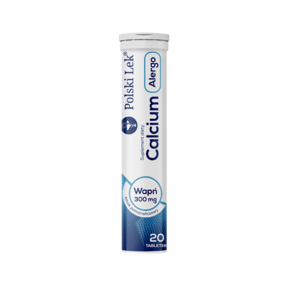 Calcium Alergo, smak pomarańczowy, tabletki musujące, 20 szt. - zdjęcie produktu