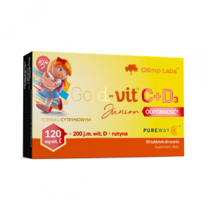 Olimp Gold-Vit C + D3 Junior Odporność, smak cytrynowy, tabletki do ssania, 30 szt. - zdjęcie produktu