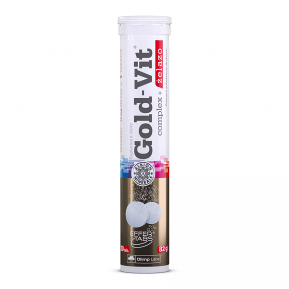 Olimp Gold-Vit Complex + Żelazo, smak pomarańczowy, tabletki musujące, 20 szt. Olimp Gold-Vit Complex + Żelazo, smak pomarańczowy, tabletki musujące, 20 szt. - zdjęcie produktu