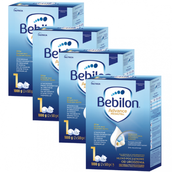 Bebilon 1 Advance Pronutra, mleko początkowe, od urodzenia, proszek, 1000 g x 4 - zdjęcie produktu