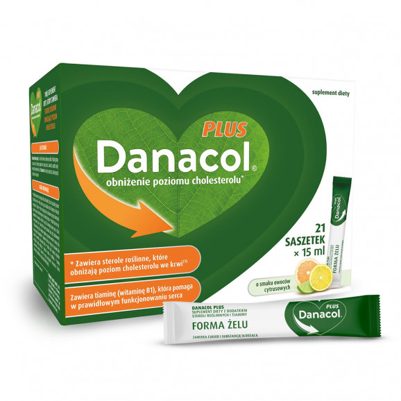 Danacol Plus, żel doustny, smak owoców cytrusowych, saszetki, 21 szt. - zdjęcie produktu