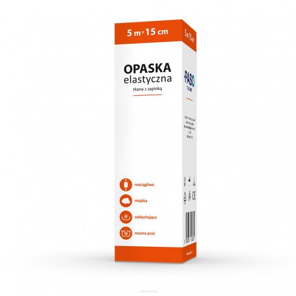 PASO Opaska, elastyczna tkana z zapinką, 5 m x 15 cm, 1 szt. - zdjęcie produktu