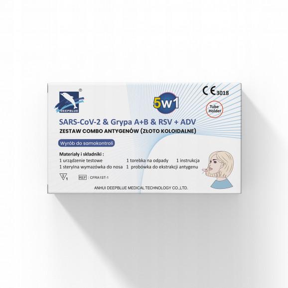 DeepBlue Test COMBO 5w1, COVID-19, Grypa A+B, RSV, Adenowirus, 1 szt. - zdjęcie produktu
