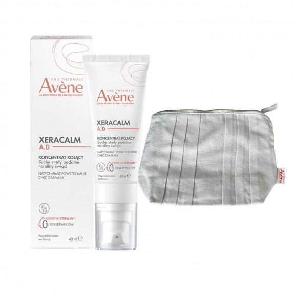 Eau Thermale Avene XeraCalm A.D Koncentrat Kojący, 50 ml + kosmetyczka biała płócienna, 1 szt. - zdjęcie produktu