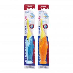 Elgydium Pocket Kids Shark, szczoteczka do zębów dla dzieci, podróżna, 2-6 lat, 2 szt. - zdjęcie produktu