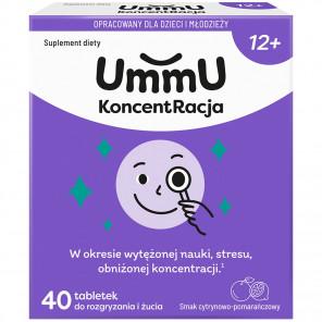UmmU KoncetRacja 12+, smak cytrynowo-pomarańczowy, tabletki do rozgryzania i żucia, 40 szt. - zdjęcie produktu