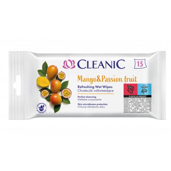 Cleanic Chusteczki odświeżające, Mango & Passion Fruit, 15 szt. - zdjęcie produktu