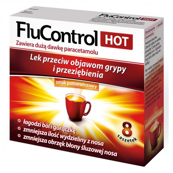 [30.11.2025] FluControl Hot (1000 mg + 10 mg + 4 mg)/5,5 g, 8 saszetek, KRÓTKA DATA - [30.11.2025] - zdjęcie produktu