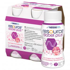 Resource Diabet Plus, preparat odżywczy, smak truskawkowy, 4 x 200 ml - zdjęcie produktu