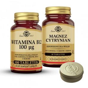 Zestaw Solgar Witamina B12 + Magnez Cytrynian + pojemnik na leki - zdjęcie produktu