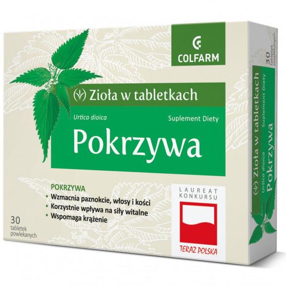 Pokrzywa w tabletkach powlekanych – suplement diety (30 szt.) Pokrzywa w tabletkach powlekanych – suplement diety (30 szt.) - zdjęcie produktu