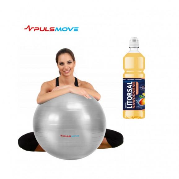 PULSMOVE Piłka rehabilitacyjna 65 cm, srebrna + GRATIS Litorsal Nawodnienie Multiwitamina, smak ananas-mango, 750 ml PULSMOVE Piłka rehabilitacyjna 65 cm, srebrna + GRATIS Litorsal Nawodnienie Multiwitamina, smak ananas-mango, 750 ml - zdjęcie produktu