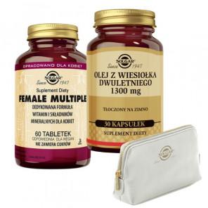 Zestaw Solgar Female Multiple + Olej z Wiesiołka Dwuletniego + kosmetyczka - zdjęcie produktu