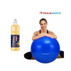 PULSMOVE Piłka rehabilitacyjna 65 cm, niebieska + GRATIS Litorsal Nawodnienie Multiwitamina, smak ananas-mango, 750 ml - zdjęcie produktu