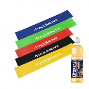 PULSMOVE Zestaw 5 taśm oporowych do ćwiczeń i fizjoterapii + GRATIS Litorsal Nawodnienie Multiwitamina, smak ananas-mango, na - zdjęcie produktu