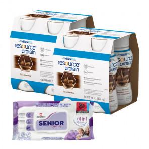 Resource Protein Preparat odżywczy, smak czekoladowy, 8 x 200 ml + GRATIS Opharm Senior Comfort Chusteczki nawilżane, 72 sztuk - zdjęcie produktu
