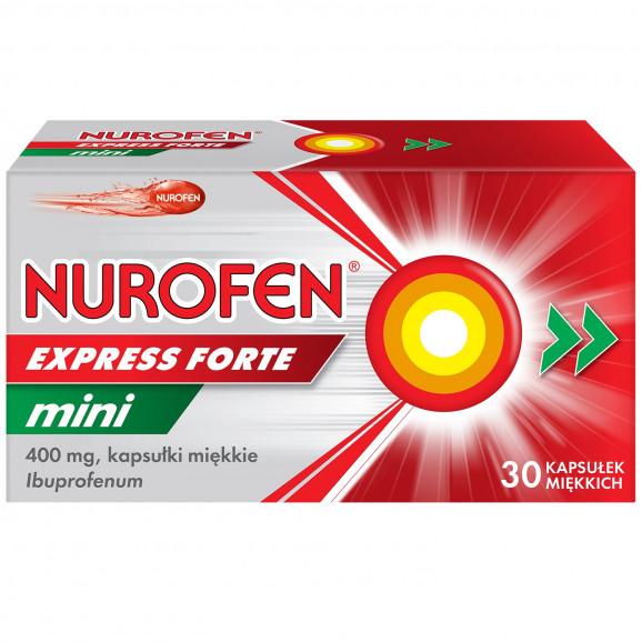 Nurofen Express Forte Mini 400 mg – lek przeciwbólowy (30 kapsułek miękkich) - zdjęcie produktu