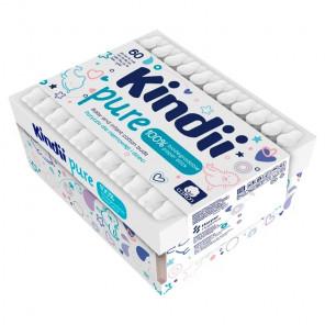 Kindii Pure Patyczki higieniczne dla niemowląt i dzieci, bawełniane, biodegradowalne (60 sztuk) - zdjęcie produktu