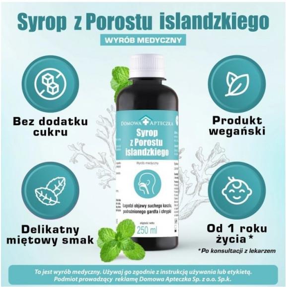 Syrop z Porostu islandzkiego, Domowa Apteczka – wyrób medyczny (165 ml) Syrop z Porostu islandzkiego, Domowa Apteczka – wyrób medyczny (165 ml) - zdjęcie produktu
