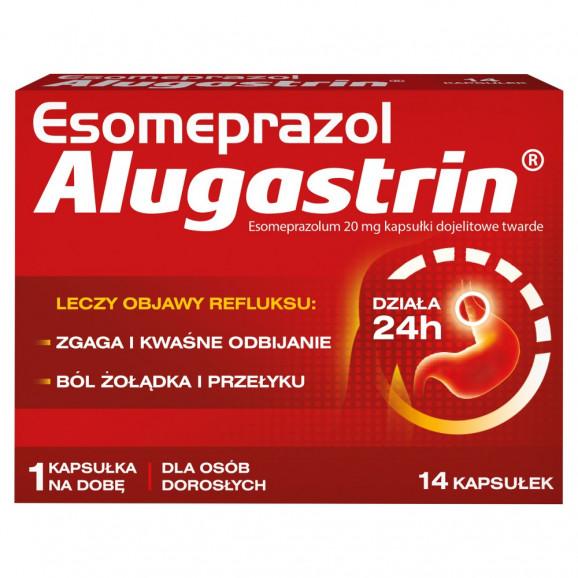 Esomeprazol Alugastrin 20 mg, 14 kapsułek – lek na zgagę i refluks - zdjęcie produktu