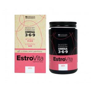 EstroVita Skin, estry kwasów Omega 3-6-9, smak wiśni japońskiej, 60 kapsułek wegańskich - zdjęcie produktu
