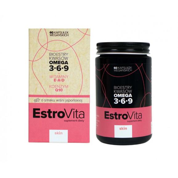 EstroVita Skin, estry kwasów Omega 3-6-9, smak wiśni japońskiej, 60 kapsułek wegańskich - zdjęcie produktu